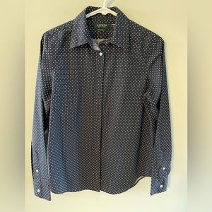 Lauren Ralph Lauren medium blue with white polka dots